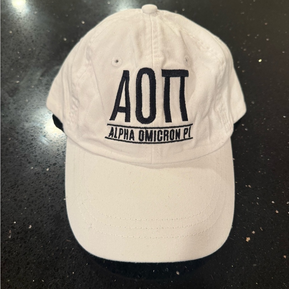 White Alpha Omicron Pi Dads Weekend Hat